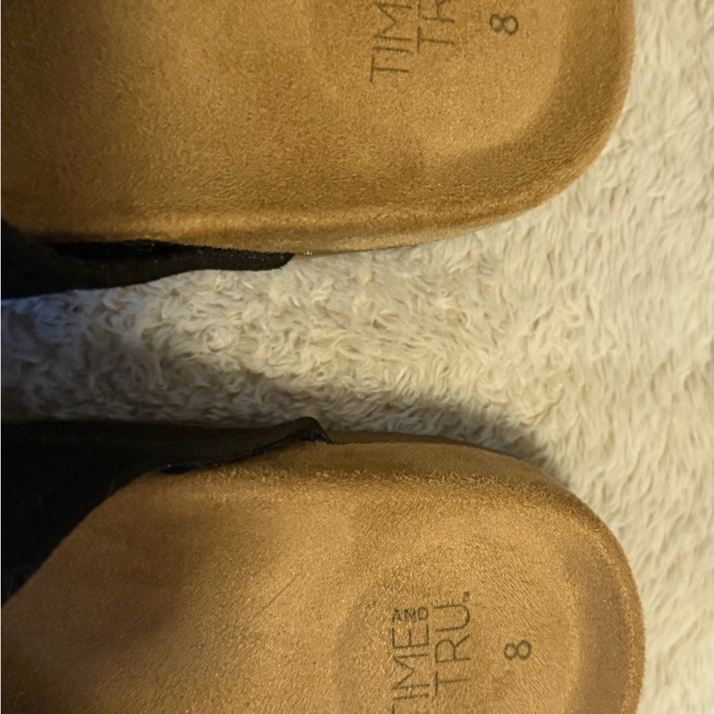 Time and Tru Black Suede Clogs with Silver Buckle - Picture 3 of 5